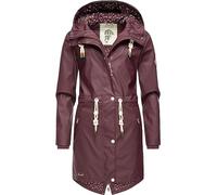 Navahoo Damen Übergangsjacke Regenmantel wasserdichte lange Regenjacke mit verstellbarer Kapuze und geschweißten Nähten Tropical Stormoo Wine Gr. XXL