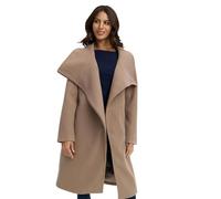 Navahoo Damen Übergangsmantel (XS-3XL) - langer eleganter Mantel mit Stehkragen, 4 Taschen, asymmetrischer Reißverschluss, Warme Jacke Frauen - N051 (S, Taupe-Grey)
