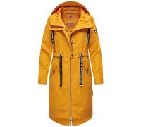 Navahoo Damen Übergangsparka leichte Jacke lang Mantel mit Kapuze Josinaa S-3XL (DE/NL/SE/PL, Alphanumerisch, M, Regular, Regular, Gelb)