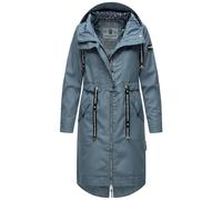 Navahoo Damen Übergangsparka leichte Jacke lang Mantel mit Kapuze Josinaa S-3XL (DE/NL/SE/PL, Alphanumerisch, S, Regular, Regular, Blau)