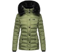Navahoo Damen warme Winter Steppjacke mit Abnehmbarer Kunstfell-Kapuze Milianaa Pine Olive Gr. S