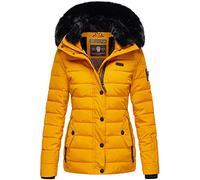 Navahoo Damen warme Winter Steppjacke mit abnehmbarer Kunstfell-Kapuze Milianaa Yellow Gr. XS