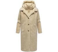 Navahoo Damen warmer Plüschmantel aus Teddyfleece mit abnehmbarem, gestepptem Krageneinsatz Teddyzauber 14 Beige Gr. XS