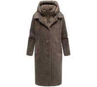 Navahoo Damen warmer Plüschmantel aus Teddyfleece mit abnehmbarem, gestepptem Krageneinsatz Teddyzauber 14 Stone Brown Gr. XXL
