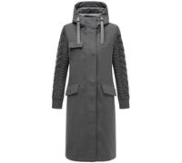 Navahoo Damen warmer Trenchcoat in Woll-Optik mit Strick-Ärmeln und Kapuze Knit Babe 14 Anthracite Gr. XXL