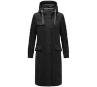 Navahoo Damen warmer Trenchcoat in Woll-Optik mit Strick-Ärmeln und Kapuze Knit Babe 14 Black Gr. M