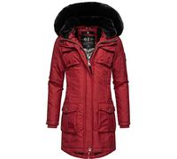 Navahoo Damen Warmer Winterparka mit Abnehmbarer Kapuze und extra Einkaufstasche Tiniis Blood Red Gr. M