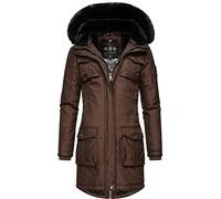 Navahoo Damen Warmer Winterparka mit Abnehmbarer Kapuze und extra Einkaufstasche Tiniis Dark Choco Gr. M