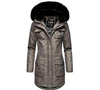 Navahoo Damen Warmer Winterparka mit Abnehmbarer Kapuze und extra Einkaufstasche Tiniis Grey Gr. S