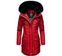 Navahoo Damen Warmer Winterparka mit Abnehmbarer Kapuze und extra Einkaufstasche Tiniis Red Gr. XS