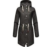 Wasserdichter Regenmantel mit Kapuze "Flower of Ocean" Black XS