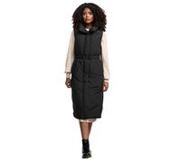 Navahoo Damen Weste Lang (XS-3XL) - Ärmellos, gerader Schnitt, zum Teil mit Magnetverschluss, 4 Taschen, mit Gürtel, Warme Weste Frauen - N012 (L, Schwarz)