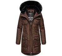Navahoo Damen Winter Jacke Parka Mantel Teddyfell warm gefüttert inkl. Stofftasche Premium B845 [B845-Tin-Dark-Choco-Gr.L]