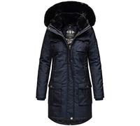 Navahoo Damen Winter Jacke Parka Mantel Teddyfell warm gefüttert inkl. Stofftasche Premium B845 [B845-Tin-Navy-Gr.M]