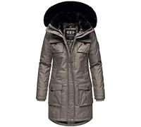 Navahoo Damen Winter Jacke Parka Mantel Teddyfell warm gefüttert inkl. Stofftasche Premium B845 [B845-Tin-Grau-Gr.XS]