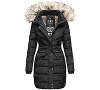 Navahoo Damen Winter Jacke Stepp Parka Mantel Winterjacke warm gefüttert Kunstpelz PAULA XS-XXL (Schwarz, M)