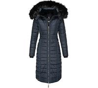 Navahoo Damen Winter Jacke Stepp Parka Mantel Winterjacke warm gefüttert Kunstpelz UMAY S-XXL (DE/NL/SE/PL, Alphanumerisch, XL, Regular, Regular, Navy)