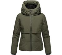 Navahoo Damen Winter Jacke Steppjacke Kurzjacke Outdoor Winterjacke Recyceltes Vegan gefüttert Stehkragen Kapuze Liebesküken XS - XXL (DE/NL/SE/PL, Alphanumerisch, XS, Regular, Regular, Dunkel Olive)