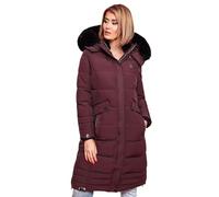 Navahoo Damen Winter-Mantel Steppmantel Winterjacke mit abnehmbarem Kunstfell B850 [B850-Fahmiy-Weinrot-Gr.S]