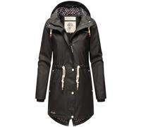 Navahoo Damen Winter Regenjacke mit Kapuze Regenmantel Teddyfell Wasserabweisend B925 [B925-Flower-Schwarz-Gr.M]
