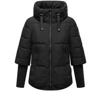 Navahoo Damen Winter Steppjacke gesteppt Winterjacke mit Kragen, Kapuze, gefüttert, langen Rippbündchen, Lotusherz XS - 3XL