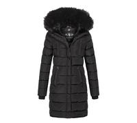 Navahoo Winterjacke Damen - Wasserabweisend, Warm, Kapuze, Winddicht - Wintermantel Lang, Mantel Frauen, Teddyfell gefüttert - Stehkragen, 7 Taschen, verlängerter Zipper - Schwarz S