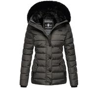 Navahoo Damen Winter Steppjacke mit Kapuze und Fellkragen B846 [B846-Anthrazit-Gr.S]