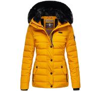 Navahoo Damen Winter Steppjacke mit Kapuze und Fellkragen B846 [B846-Gelb-Gr.S]