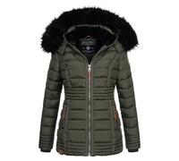 Navahoo warme Damen Winter Jacke Steppjacke mit Teddyfell B900 [B900-Umay-Pri.-Olive-Gr.L]