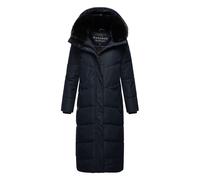 Navahoo Damen Wintermantel Steppmantel extralang mit Abnehmbarer Kapuze Hingucker XIV Navy Gr. XS