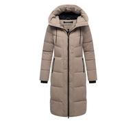 Navahoo Damen Wintermantel warmer Steppmantel mit 2-Wege Reißverschluss, wasserdichten Reißverschlüssen und verstellbarer Kapuze Schokokuss XIV Taupe Grey Gr. M