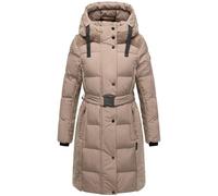 Navahoo Damen Winter Steppmantel warmer Plüschmantel mit Taillengürtel in Material-Mix mit Teddyfell Funkelteddy 14 Taupe Grey Gr. S
