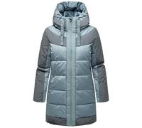 Navahoo Damen Winterjacke lange Steppjcke warm mit Kapuze Samtkätzchen Powder Blue Gr. S