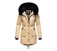 Navahoo Wintermantel »Luluna Prc« edler Parka mit großer Kunstfellkapuze, beige