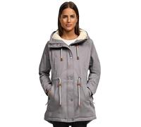 Navahoo Damen Winterjacke mit Teddyfell Winter Jacke warm gefüttert B991 [B991-Ireliaa-Grey-Gr.L]