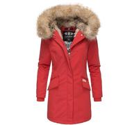 Navahoo Damen Winterjacke Parka Mantel Jacke Kunstfell Gefüttert Cristal XS-XXL (DE/NL/SE/PL, Alphanumerisch, L, Regular, Regular, Rot)