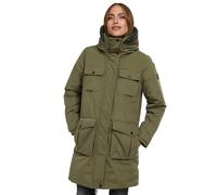 Navahoo Damen Winterjacke (S-3XL) - 8 Taschen, lang, hochstehender und gefütterter Kragen, große Kapuze, Mantel, Warme Jacke Frauen - N037 (S, Oli-For)