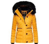 Navahoo Damen Winterjacke Steppjacke mit abnehmbarer Kunstfell-Kapuze Wisteriaa Yellow Gr. L