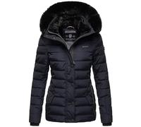 Navahoo Damen Winterjacke Steppjacke mit Kunstfell warm Kapuze Milianaa XS-XXL (DE/NL/SE/PL, Alphanumerisch, S, Regular, Regular, Navy)