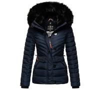 Navahoo Damen Winterjacke Steppjacke mit Kunstfell warm Kapuze Wisteriaa XS-XXL (DE/NL/SE/PL, Alphanumerisch, S, Regular, Regular, Navy)