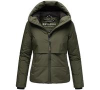 Navahoo Damen Winterjacke warme Steppjacke mit Fleece-Innenfutter und Kapuze Liebesküken XIV Dark Olive Gr. XXL
