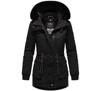 Navahoo Damen Winterjacke Wintermantel Baumwoll-Parka mit abnehmbarem Kunstfell Olessaa Black Gr. XS