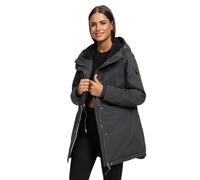 Navahoo Damen Winterjacke (XS-3XL) - 100% Baumwolle Obermaterial, Kapuze mit Kordelzug, Taillierungsband, Warme Jacke Frauen - N038 (M, Anthrazit)