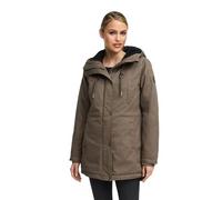 Navahoo Damen Winterjacke (XS-3XL) - 100% Baumwolle Obermaterial, Kapuze mit Kordelzug, Taillierungsband, Warme Jacke Frauen - N038 (XXL, Stone-Brown)