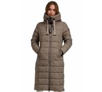 Navahoo Damen Winterjacke (XS-3XL) - Wind- & Wasserabweisend, große Kapuze, seitliche Gehschlitze, Steppmantel, Warme Jacke Frauen - N036 (XS, Stone-Brown)