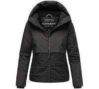 Navahoo Damen Winterjacke (XS-XXL) - Wind- & wasserabweisend, große Kapuze, 4 Taschen, teils Fleecestoff innen, Warme Jacke Frauen - N006 (L, Schwarz)