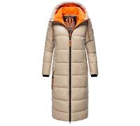 Navahoo Damen Wintermantel lange Winterjacke mit Kapuze B937 [B937-Schmuseng-Taupe-Gr.XS]