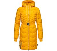 Navahoo Damen Wintermantel Steppmantel Jacke mit Taillengürtel Alpenveilchen Yellow Gr. M