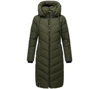 Navahoo Damen Wintermantel Warmer Langer Steppmantel mit Abnehmbarer Kapuze Sahnekatzii XIV Dark Olive Gr. XXL