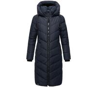 Navahoo Damen Wintermantel Warmer Steppmantel lang mit Abnehmbarer Kapuze Sahnekatzii XIV Navy Gr. XXL
